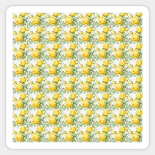 Yellow vintage rose print (small) Sticker